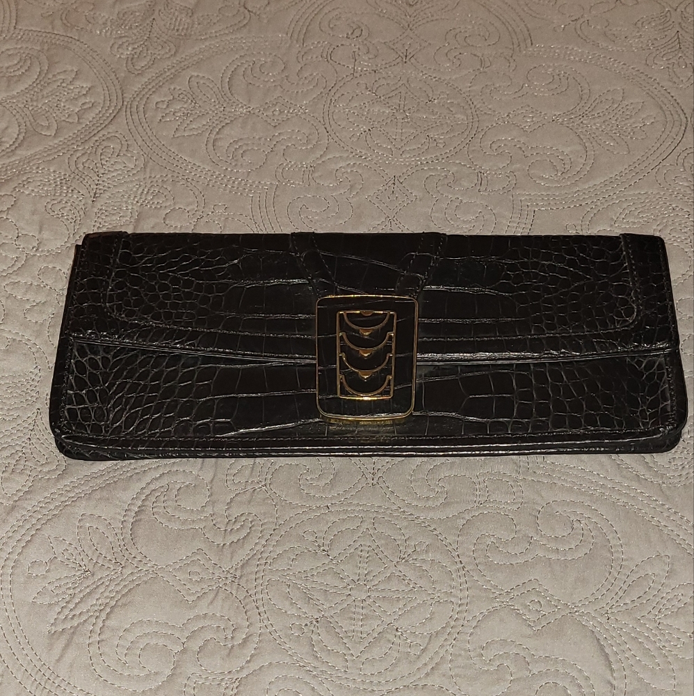 Cole Haan Clutch Art Deco Crocodile Alligator Leather Bag - Picture 1 of 3